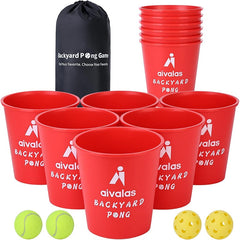 Roll over image to zoom in Yard Pong Outdoor Games Set, Giant Yard Games Set with 12 Buckets and Balls for Adults and Family, Toss Game Throwing Games for Beach, Camping, Lawn and Backyard